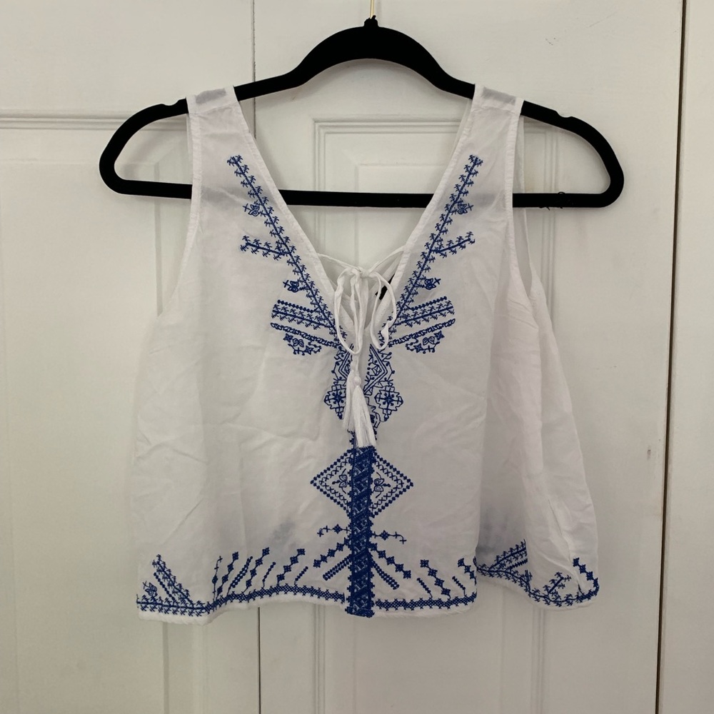 White and blue Forever 21 crop top